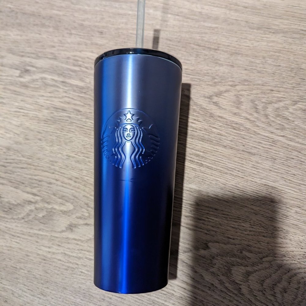 Starbucks blue stainless steel cold drink tumbler -new